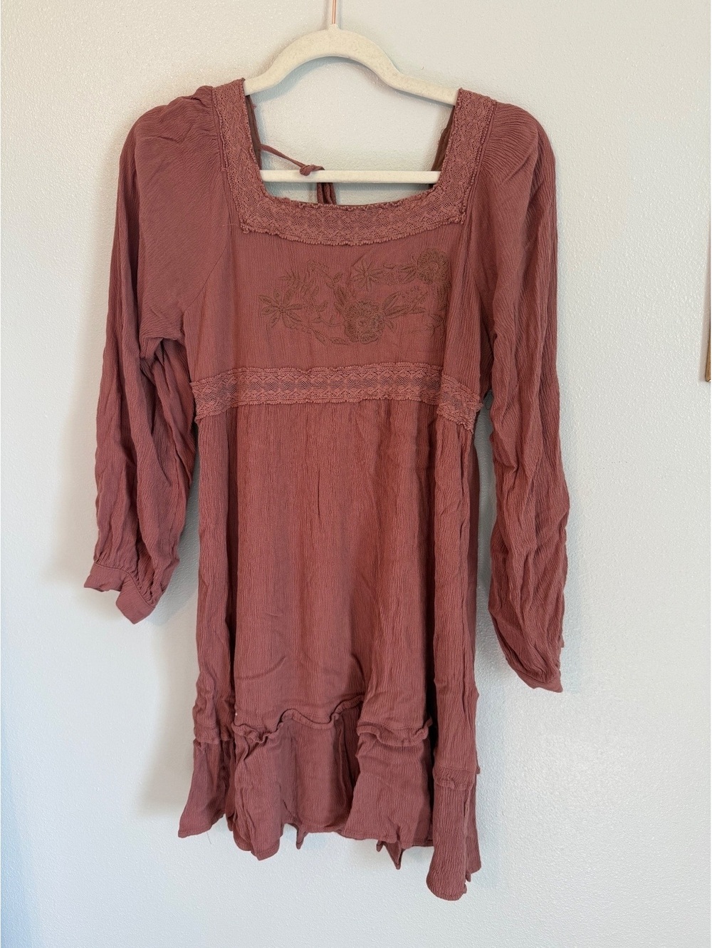 In Bloom Mauve Bohemian Long Sleeve Dress Medium
